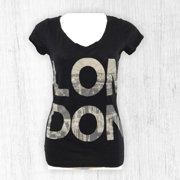 a.n.a Tops - LONDON Black T Shirt